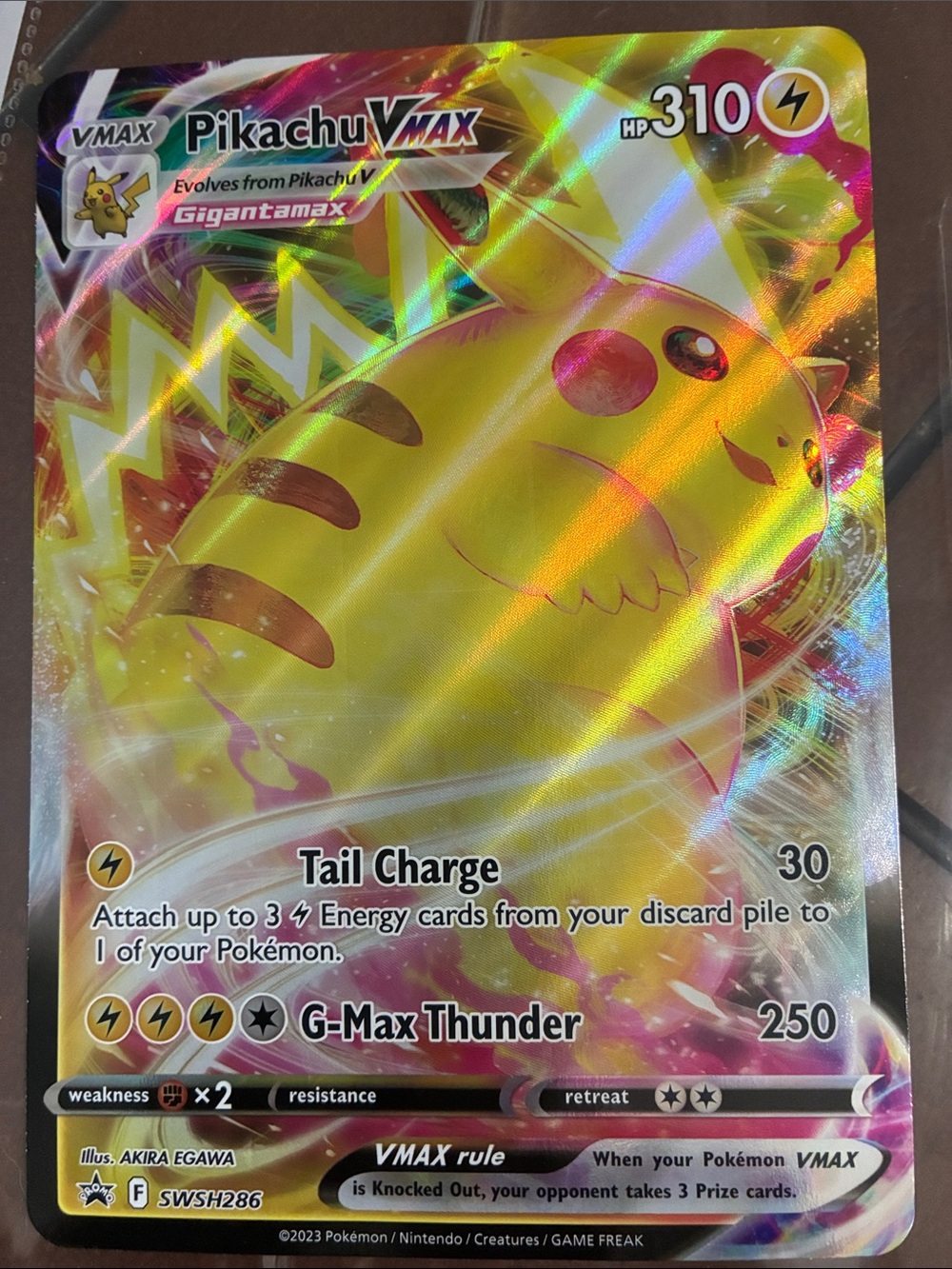 Pokemon Pikachu VMAX Holo Yellow Pink Gold Lightning Card